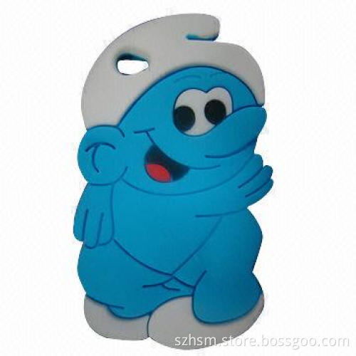 Soft Plastic Cartoon Character-shaped Phone Cases for iPhone 4, 100% Silicone